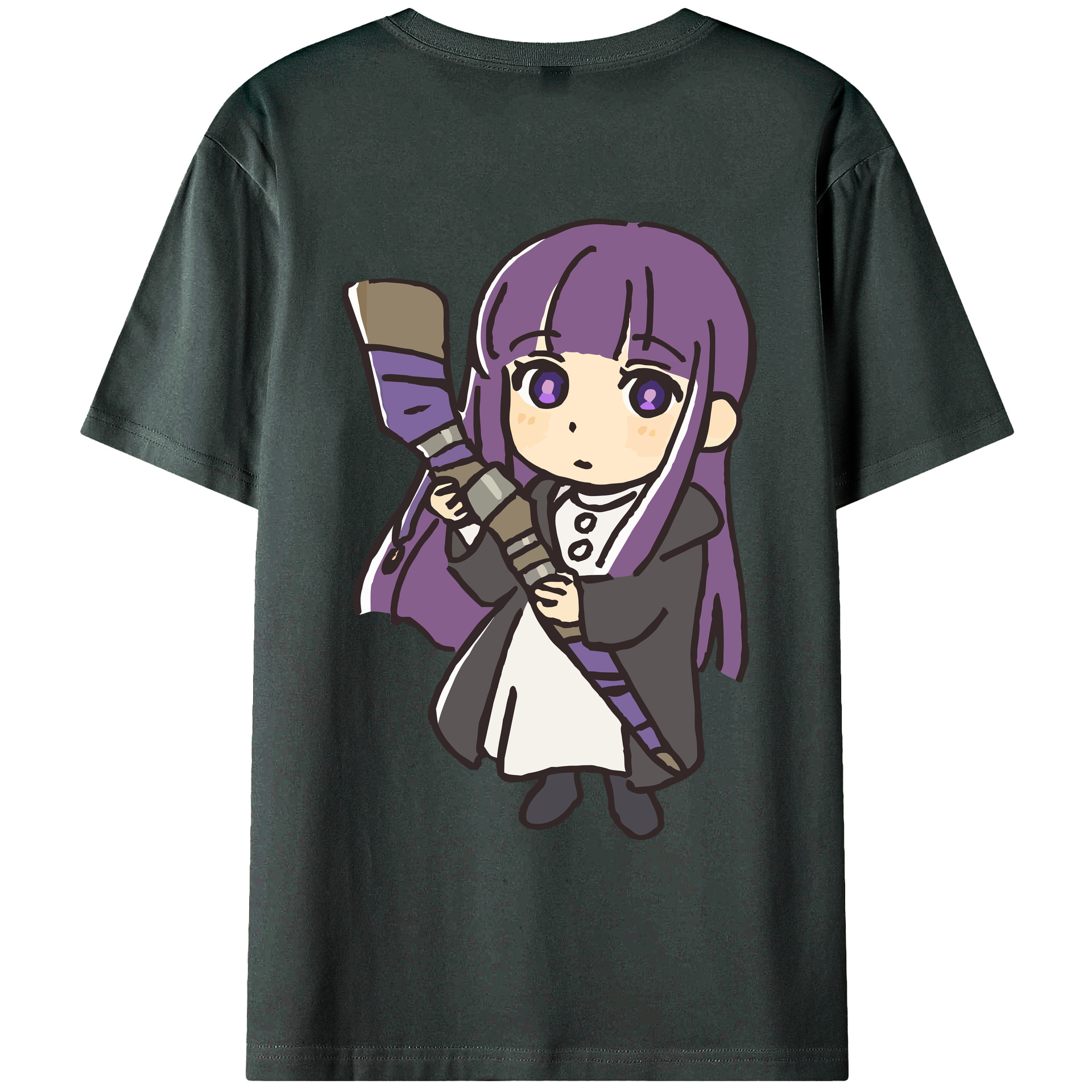 （画像用） 葬送のフリーレン Frieren 綿100％ メンズ半袖Tシャツ（バックプリント） 通気性